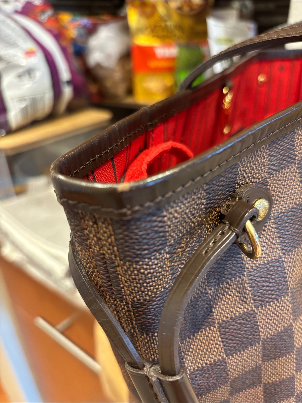 Louis Vuitton Brown Checkered Canvas Tote - Picture 15 of 16